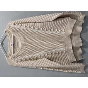 Yumi Knitwear Cream Sweater, Size 12 (Large), Cream with lace